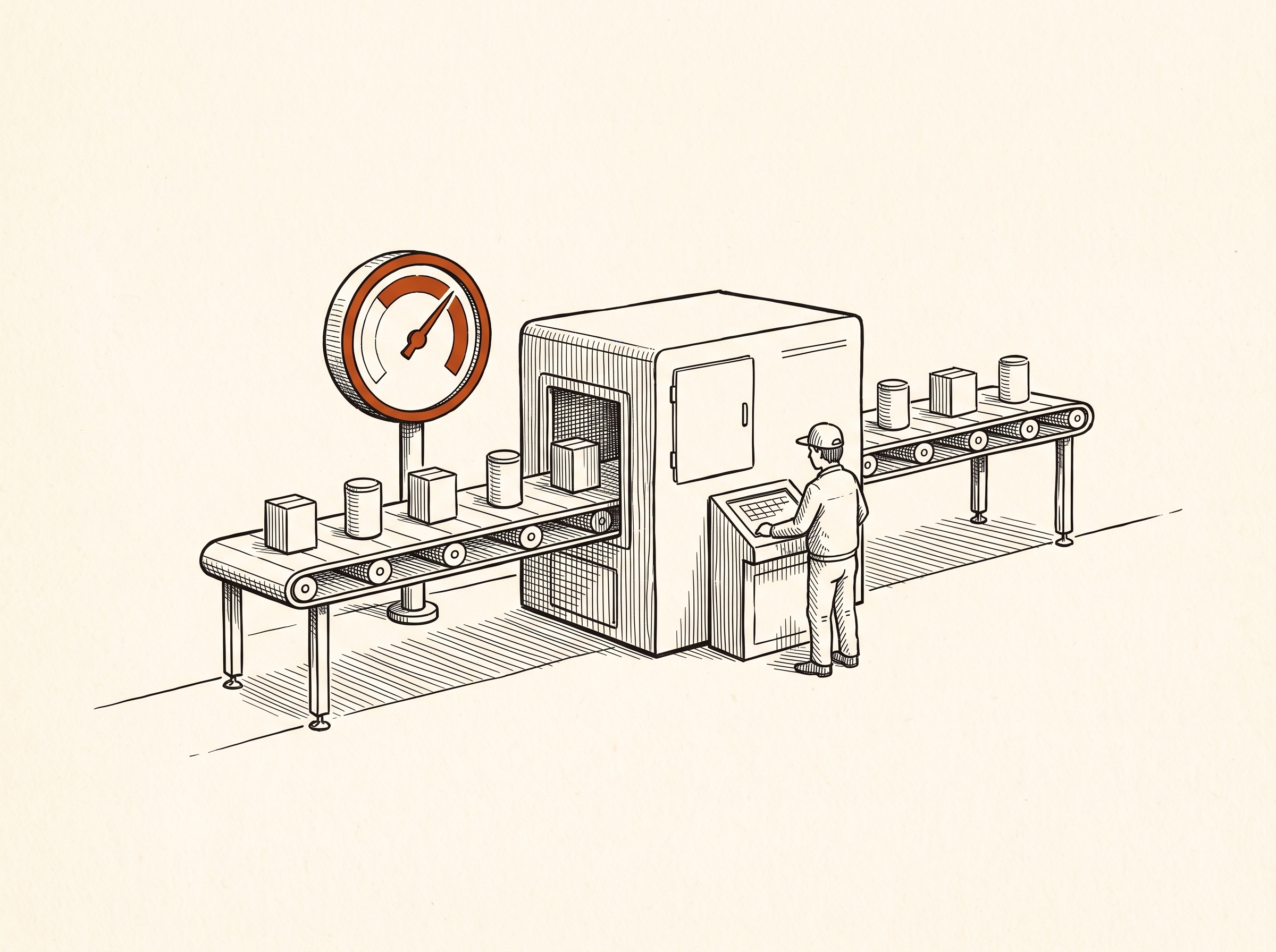 One step on the line with its gauge reading in range