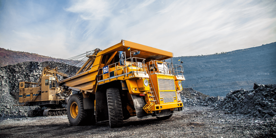 Mining truck parked in a pit