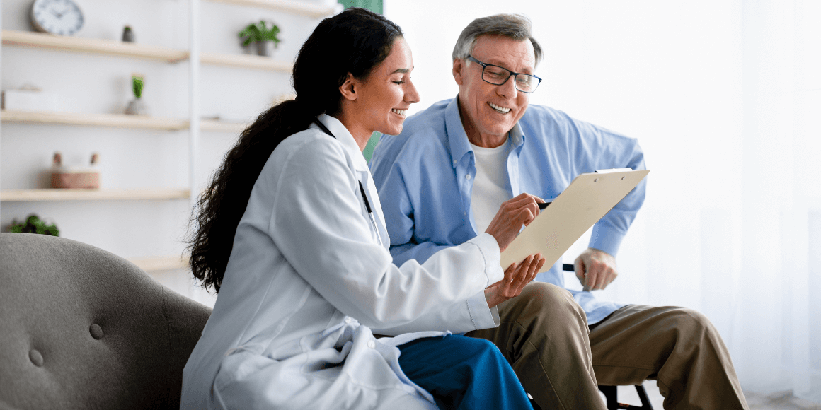 Doctor reviewing test results with a patient 