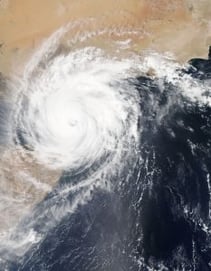 Aerial view of a hurricane