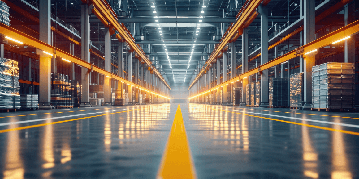 floor level view of a warehouse